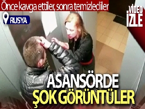 Rus çiftin asansördeki kanlı kavgası temizlikle bitti