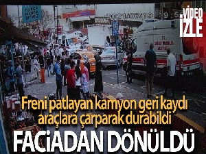 Maltepe'de freni boşalan kamyon araçlara çarptı: 2 yaralı