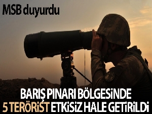 MSB: 'Barış Pınarı bölgesinde 5 terörist etkisiz hale getirildi'