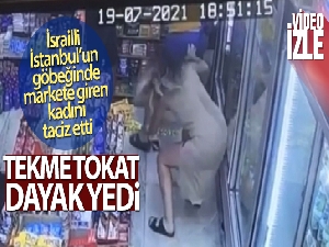 Taksim'de kadını taciz eden şahsa dayak kamerada