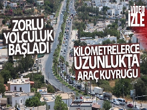 Bodrum'da kilometrelerce uzunlukta araç kuyruğu oluştu