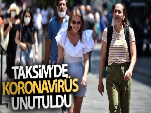 Taksim'de koronavirüs unutuldu