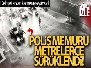 Kaçan sürücü polis memurunu aracın kaputunda böyle sürükledi