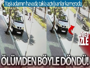 Yolun karşısına geçmeye çalışan yaşlı adamın ölümden döndüğü anlar kamerada