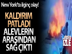 Kaldırımda meydana gelen patlamada alevlerin arasında sağ çıktı