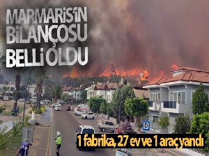 Marmaris'te ilk belirlemelere göre 1 fabrika, 27 ev ve 1 araç yandı