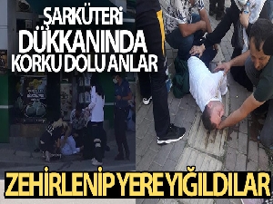 Şarküteri dükkanında korku dolu anlar...Zehirlenip yere yığıldılar