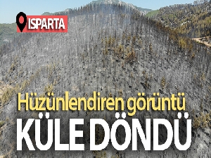 Isparta'daki Çandır köyünde söndürülen alanlar havadan görüntülendi
