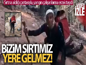 Orman yangını bölgesinde 'bizim sırtımız yere gelmez' dedirten görüntü