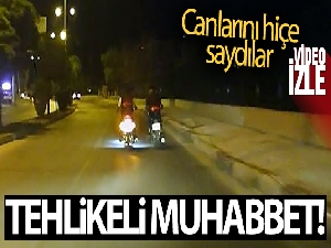 Motosikletli sürücülerin tehlikeli muhabbeti kamerada