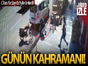 Şanlıurfa'da yola doğru hareket eden bebek arabasını market çalışanı yakaladı