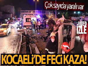 Servis minibüsü bariyere çarparak yan yattı: 7 yaralı