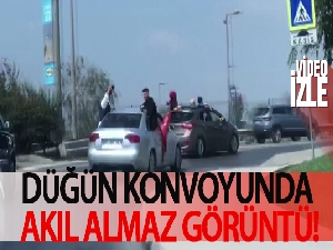 Kartal'da düğün konvoyunda akılalmaz görüntü
