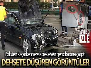 Polisten kaçan 2 kişi araçla servis bekleyen genç kadına çarptı