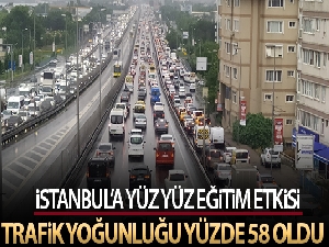 İstanbul'da okulun ilk günü trafik yoğunluğu yüzde 58 seviyelerine yükseldi