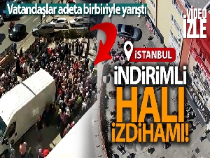 Ümraniye'de indirimli halı izdihamı havadan görüntülendi