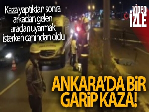 Başkent'te kaza yaptıktan sonra arkadan gelen araçları uyaran vatandaşa 2 otomobil çarptı