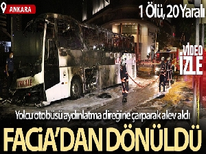 Aydınlatma direğine çarpan yolcu otobüsü yandı: 1 ölü, 3'ü ağır 17 yaralı