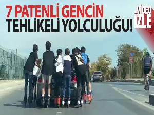 Otomobile tutunan 8 patenli gencin tehlikeli yolculuğu kamerada