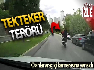 Ataşehir'de motosikletlinin tek teker terörü kamerada