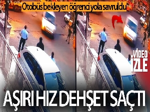 Maltepe'de aşırı hız dehşeti: Otobüs bekleyen öğrenci yola savruldu