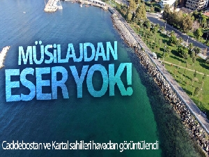 Müsilajdan arındırılan Caddebostan ve Kartal sahilleri havadan görüntülendi