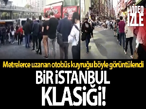Şirinevler'de metrelerce uzanan otobüs kuyruğu kamerada