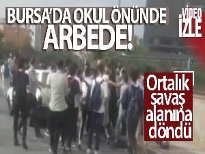 Bursa'da okul önünde arbede kamerada