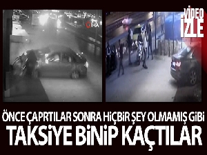 Alkollü şahıslar önce araçla dükkana girdi, sonra taksiye binip kaçtı
