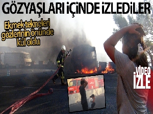 Muğla Sakartepe rampasında park halindeki minibüs alev alev yandı