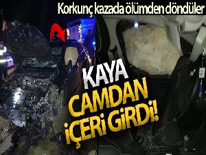 Kaya camdan içeri girdi, karı koca yaralandı