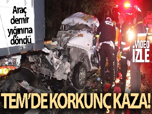 Kocaeli'de korkunç kaza! Araç demir yığınına döndü