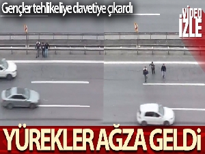 Otobanda yürekler ağza geldi: O anlar kamerada