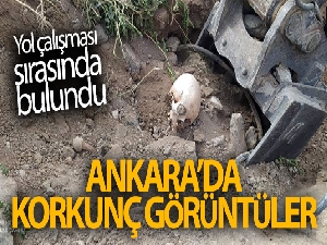Ankara'da yol çalışması sırasında Belediye ekipleri insan kemikleri bulundu