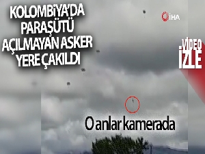 Kolombiya'da paraşütü açılmayan asker yere çakıldı, o anlar kameraya yansıdı
