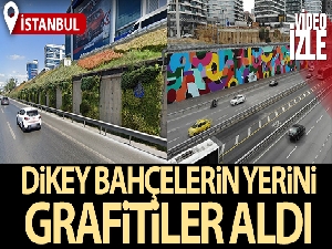 E-5'te sökülen dikey bahçelerin yerini grafitiler aldı