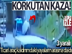 Çekmeköy'de ticari aracın kaldırımdaki 3 kişiye çarpma anı kamerada