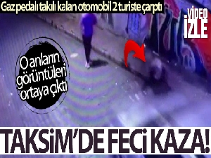Gaz pedalı takılı kalan otomobil 2 kişiye böyle çarptı