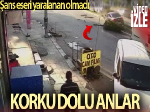 Sultangazi'de otomobilin önündeki araca çarpıp, refüje çıktığı anlar kamerada