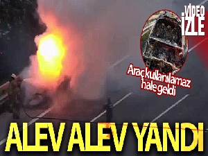 TEM'de otomobil alev alev yandı, trafik kilitlendi