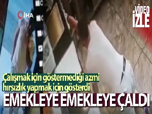 Emekleyerek kasadan para çaldı: O anlar kamerada