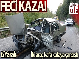 Trabzon'da iki araç kafa kafaya çarpıştı: 6 yaralı