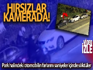 Sarıyer'de far hırsızları kamerada