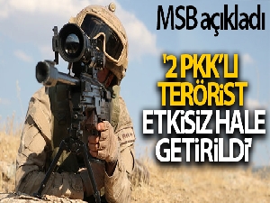 MSB: '2 PKK'lı terörist etkisiz hale getirildi'