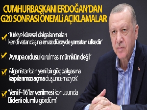 Cumhurbaşkanı Erdoğan'dan G20 zirvesi sonrası açıklama
