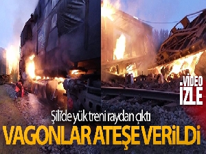 Şili'de yük treni raydan çıktı, trenin vagonları ateşe verildi