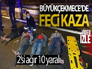 Büyükçekmece'de ticari taksi yakıt tankerine çarptı: 2'si ağır 10 yaralı