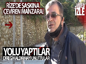 Yolun ortasında kalan direk kazaya davetiye çıkartıyor