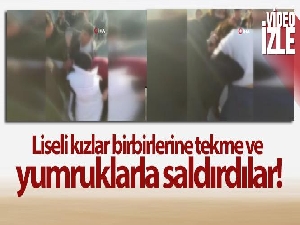 Arnavutköy'de liseli kızların kavgası kamerada