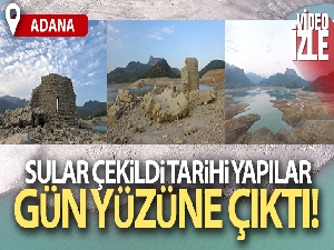 Sular çekildi, Kozan Barajı altındaki tarihi yapılar gün yüzüne çıktı